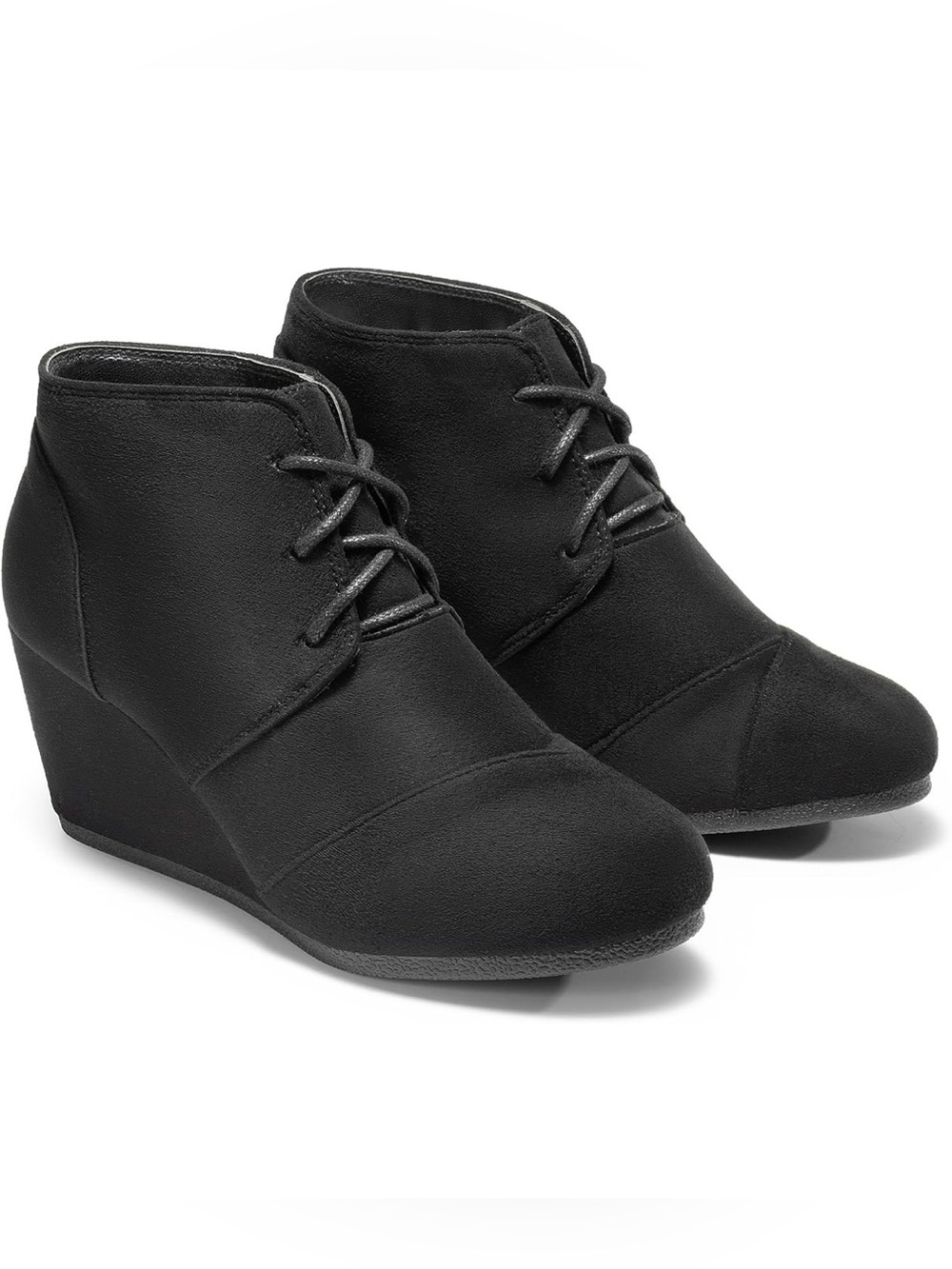 S14 Dream Pairs Casual Black Lace-Up Wedge Ankle low heel Booties NWT size 8.5 - Picture 6 of 8